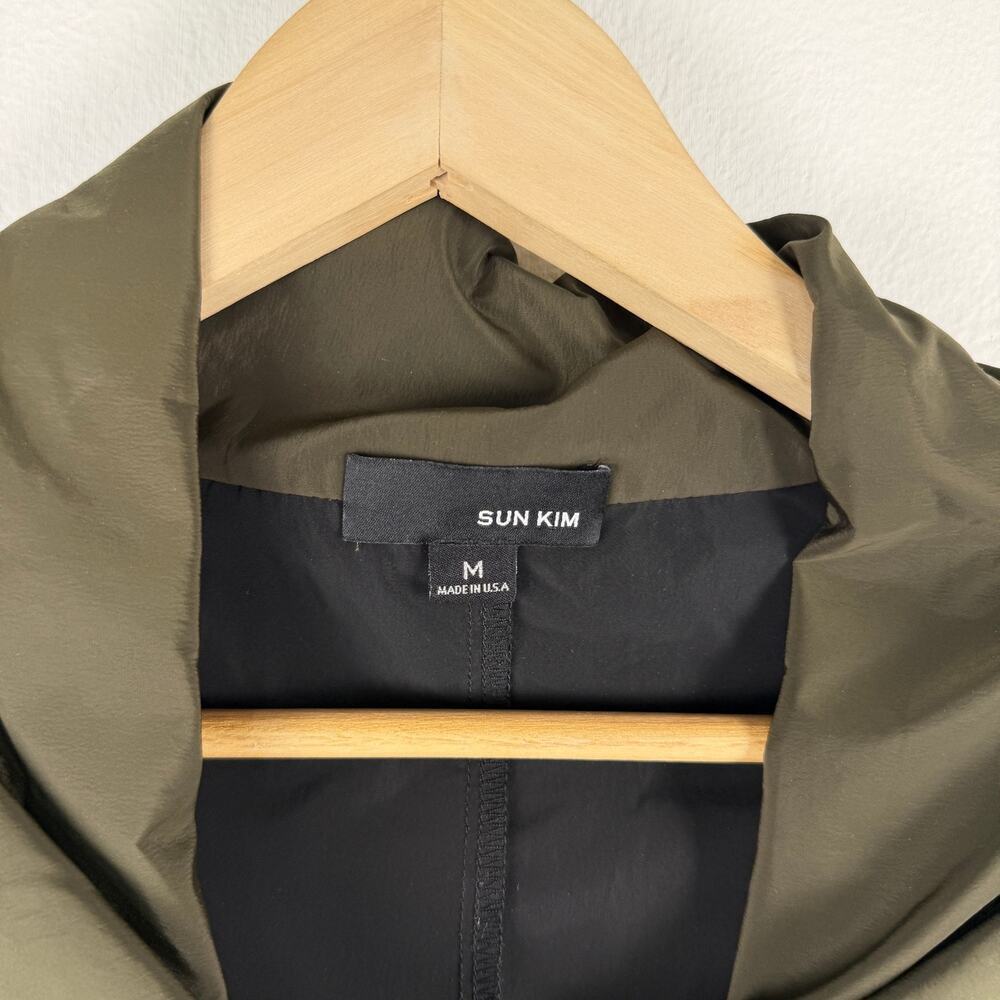 SUN KIM Raphael Vest Black Olive Green Lapel Collar Cropped Jacket Size Medium - Picture 3 of 8